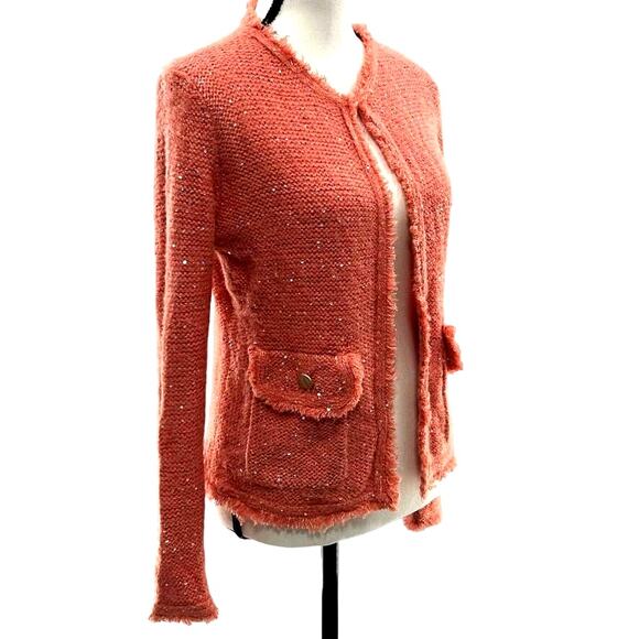 NWOT Sioni Wool Blend Knit Cardigan  Sequins S Jacket MSRP $129 Old Money - Picture 2 of 12